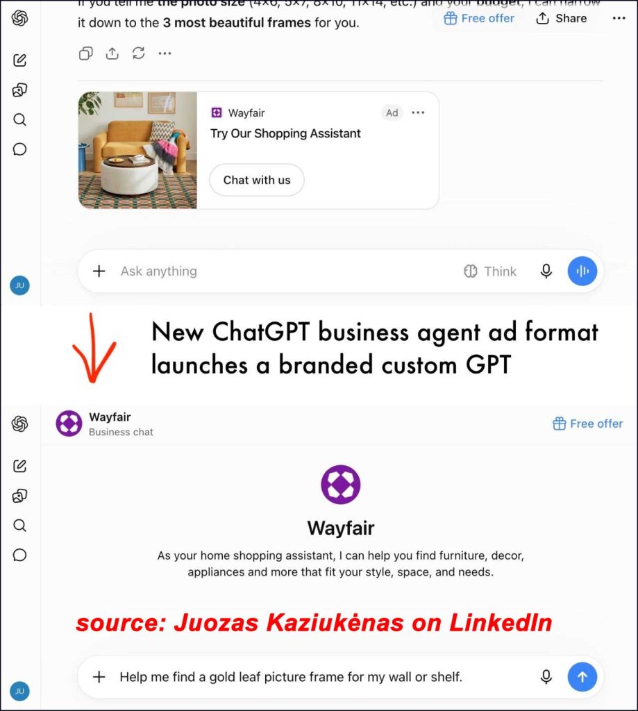 Chat ads in ChatGPT